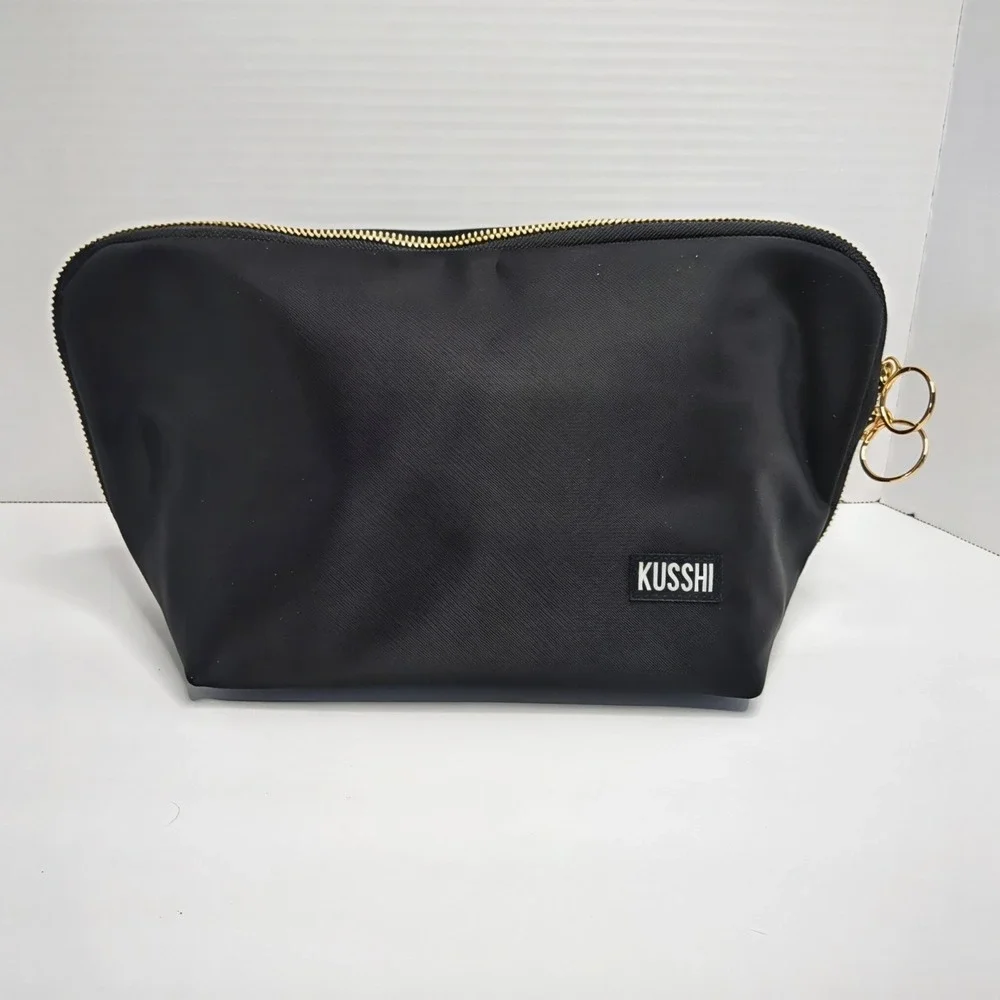 KUSSHI Signature Makeup Bag Snap-In Organizer Black Red Nylon Cosmetic Case
